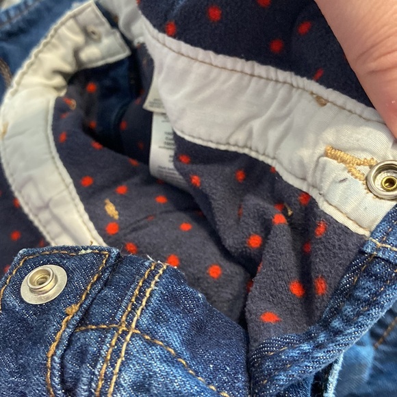 OshKosh B'gosh fleece lined pant overalls with adorable little red bow EUC 3T - Picture 14 of 14